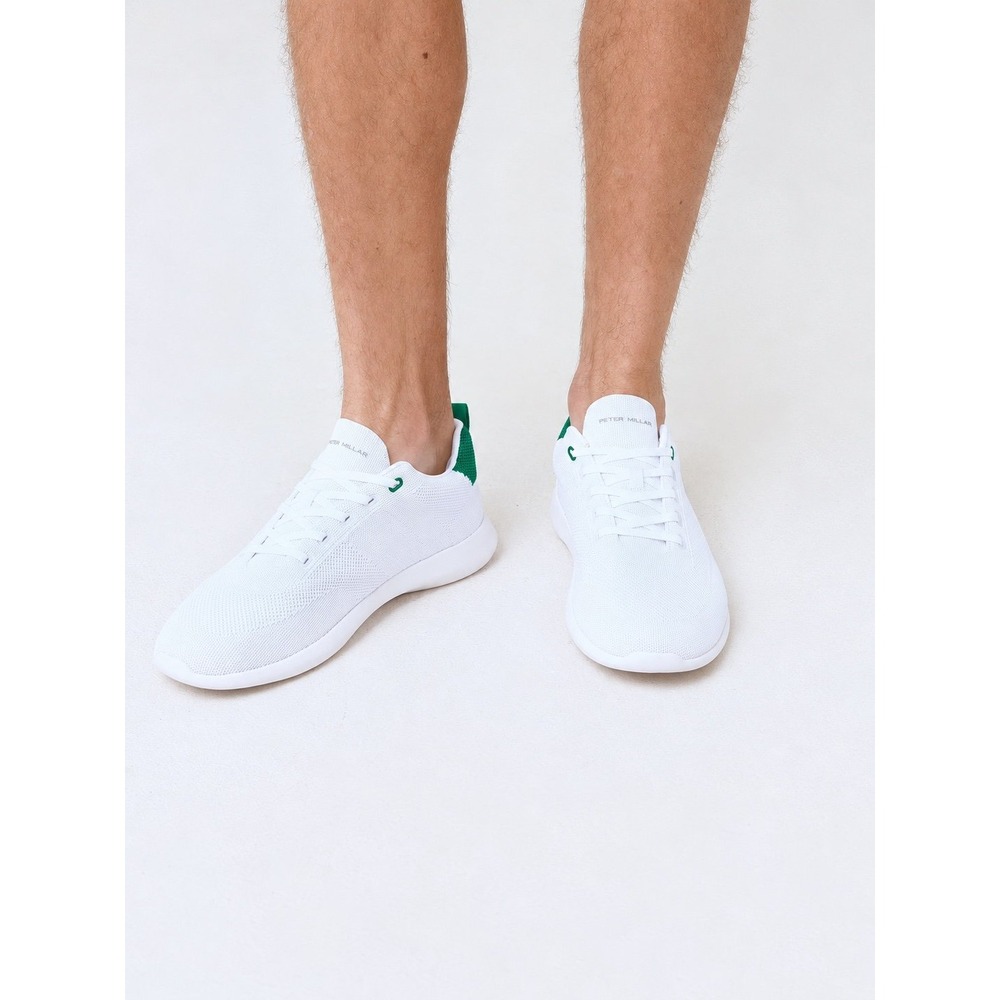 Peter Millar Crown Sport Men's Hyperlight Glide Sneakers White Green NWOT Sz 11